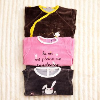 Lot de 3 pyjamas coton et velour une piece 24 mois