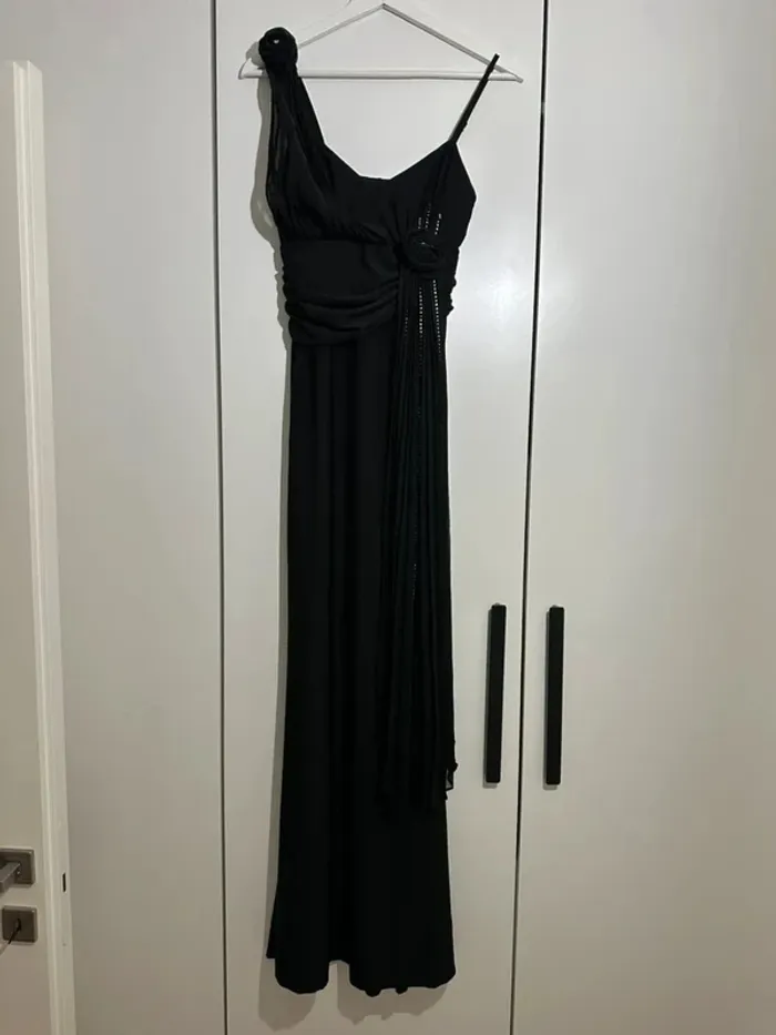 Robe noire longue pour soirée chic Taille S - photo numéro 2