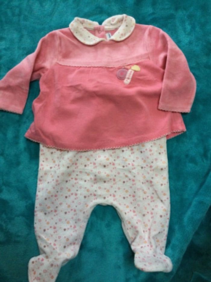 pyjama grenouillère p tit bisou 3 mois neuve velours