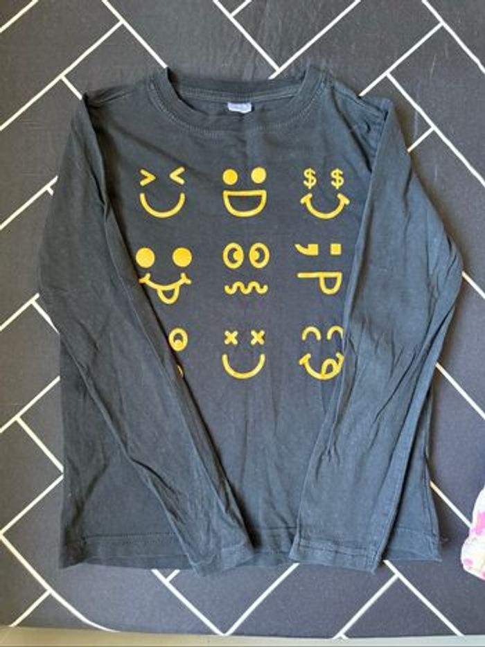 Lot fille – Robe sweat à fleurs + t-shirt manches longues emojis - photo numéro 2