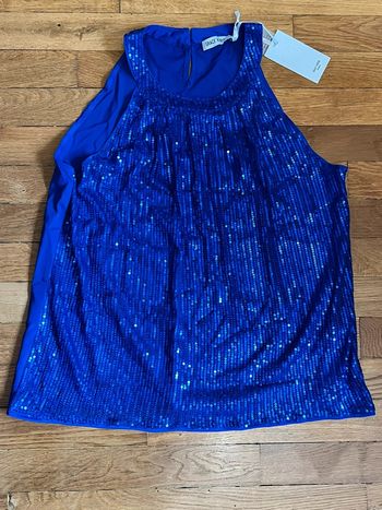 Débardeur bleu paillette top