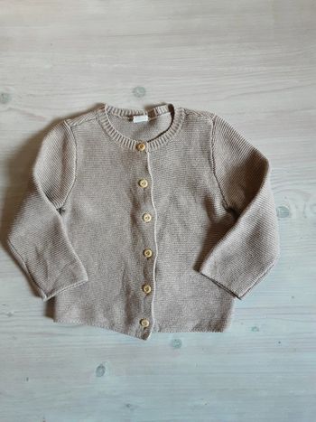 Gilet coton biologique maillé beige natur T. 86cm