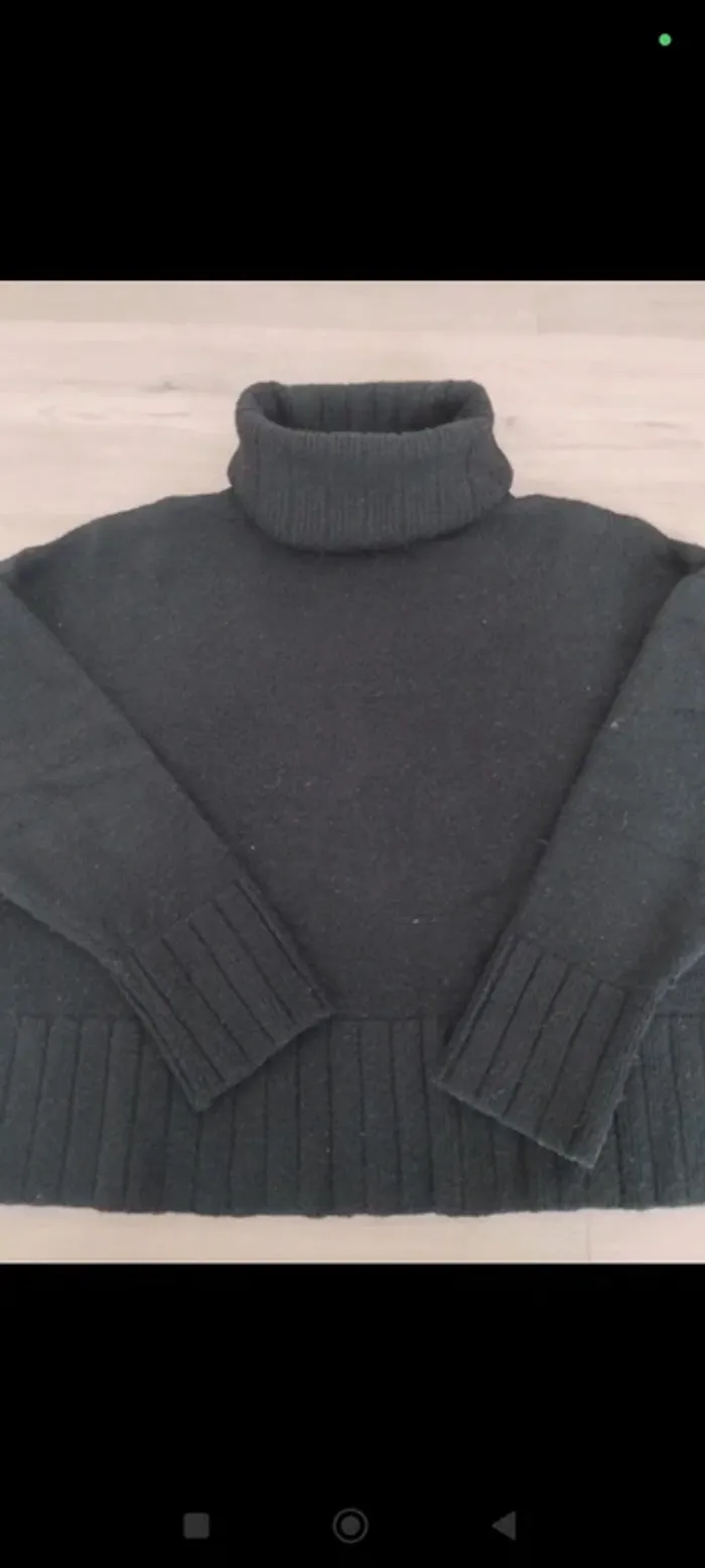 Pull col roulé noir Stradivarius S - photo numéro 4