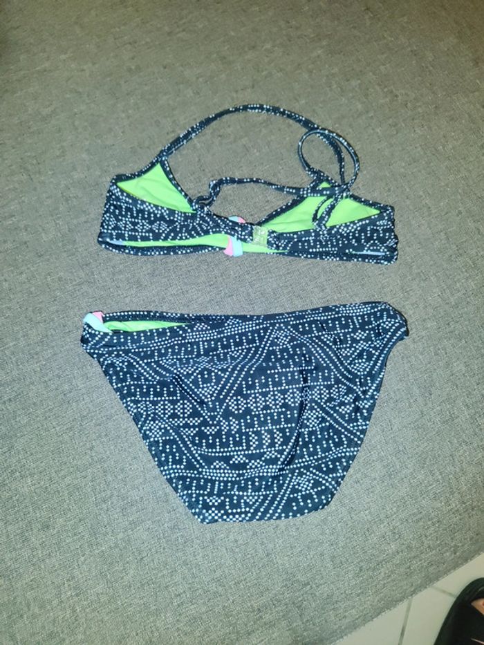 Maillot 2 pièces noir carré blanc 10 ans - photo numéro 2