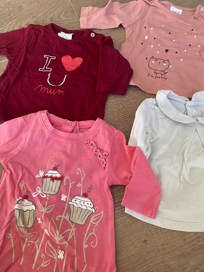 Lot de 4 t-shirts ML 1 mois - photo numéro 2