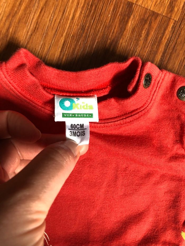 Tee shirt rouge okids 3 mois - photo numéro 2