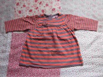 Tunique rayée rouge et marron 6 mois