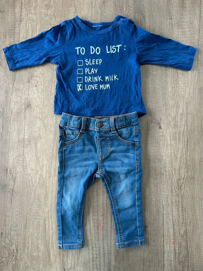 Ensemble jean t-shirt manches longues 6 mois