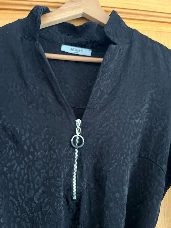 Robe noir motif léopard noir effet satin 36 - photo numéro 4