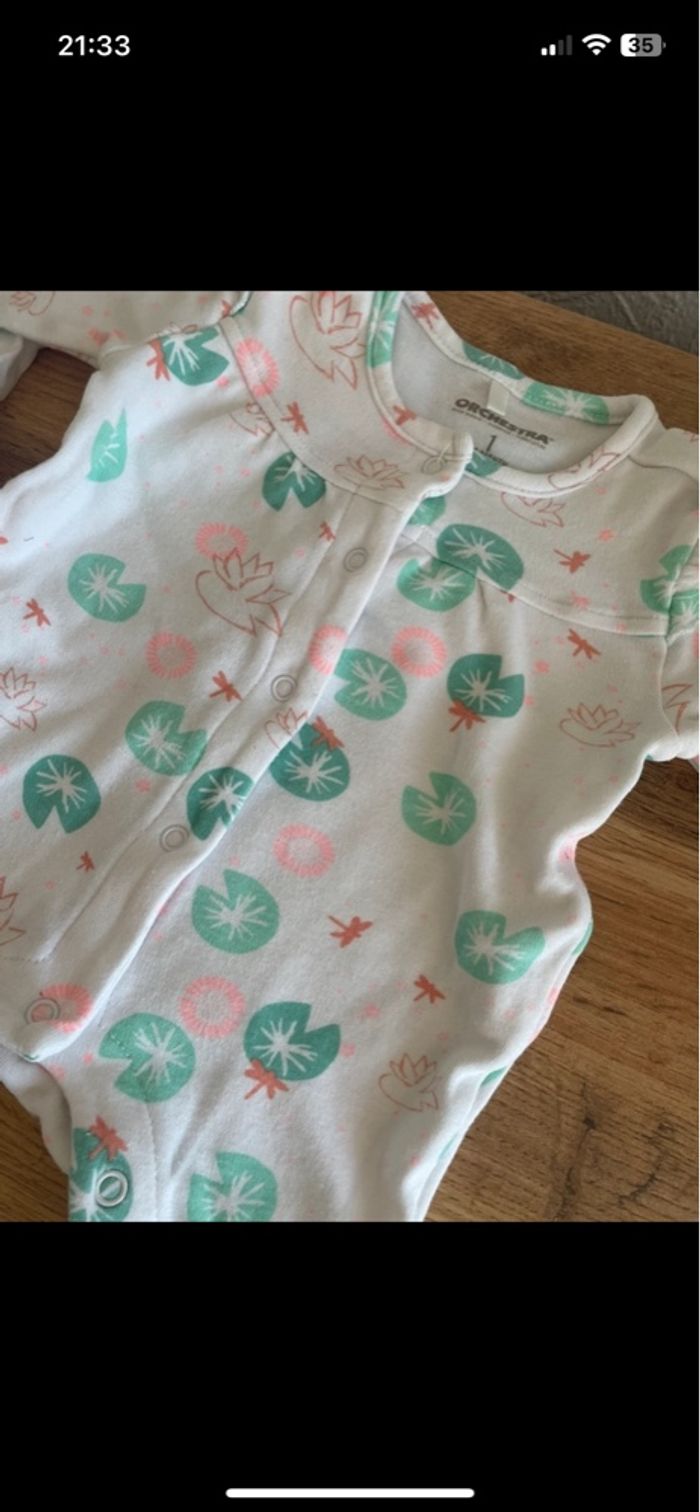 Lot de 2 pyjama en coton blanc orchestra bb 1 mois - photo numéro 4