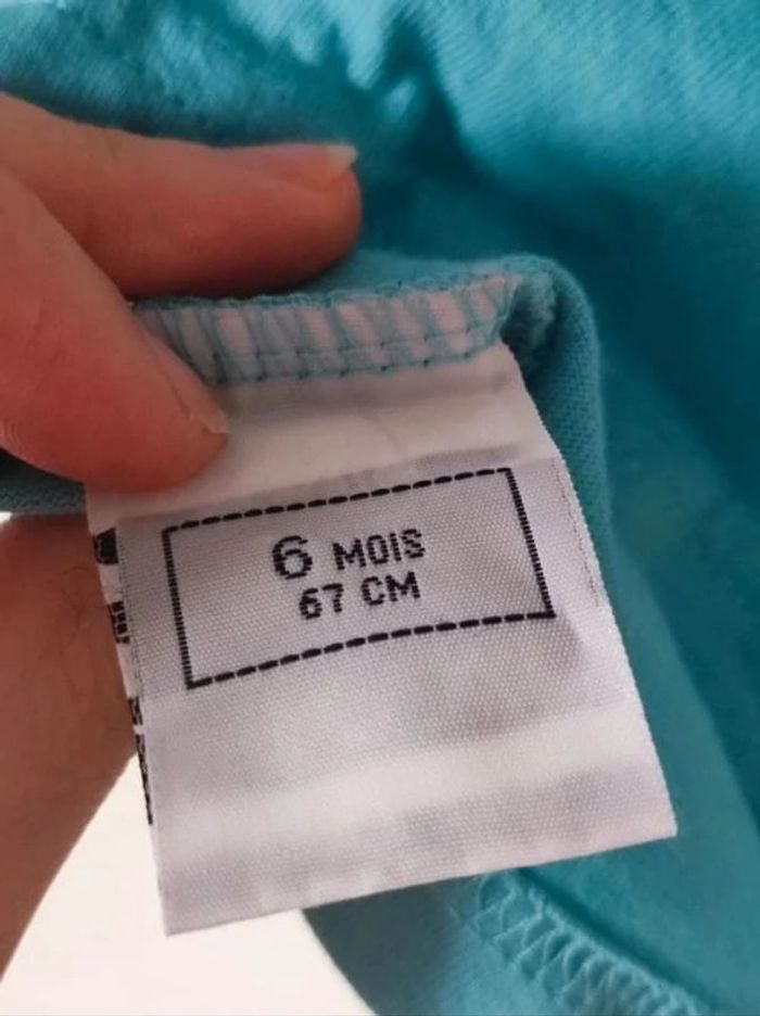 Tee-shirt bleu turquoise Animaux / Tout Simplement - 6 mois / 67cm - photo numéro 5