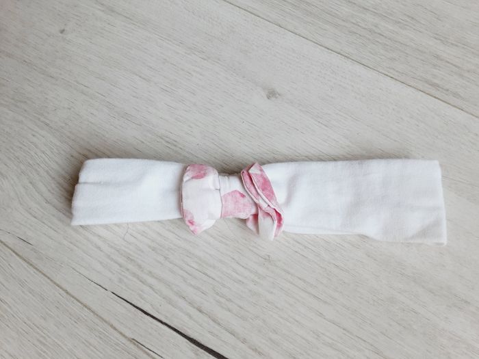Vêtement bébé fille bandeau taille unique blanc noeud rose