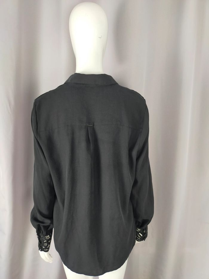 Blouse noire élégante à empiècements dentelle – Elora – Taille 42 - photo numéro 5