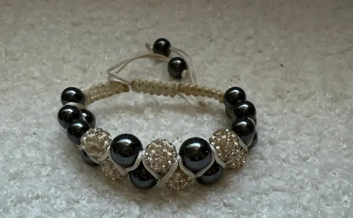 Bracelet double chamballa blanc et argenté - photo numéro 2