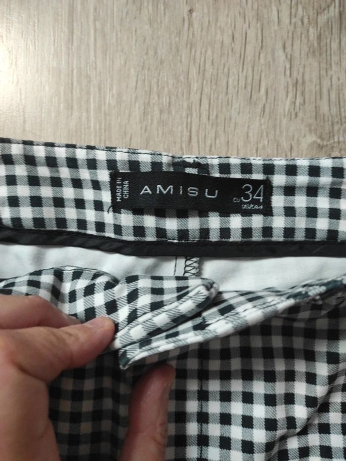 Short motifs vichy noir et blanc taille 34 - photo numéro 2