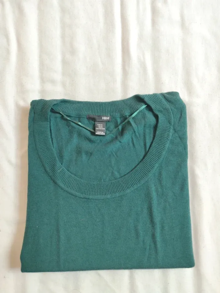 Pull long col rond H&M vert forêt taille M