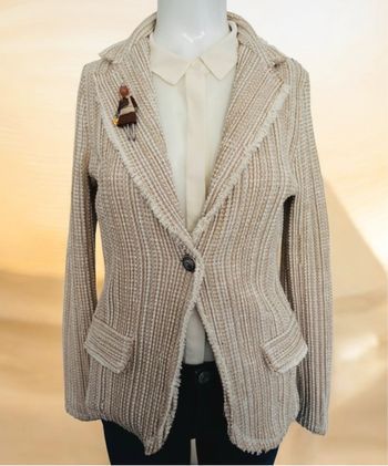 Blazer effet effiloché beige Taille M