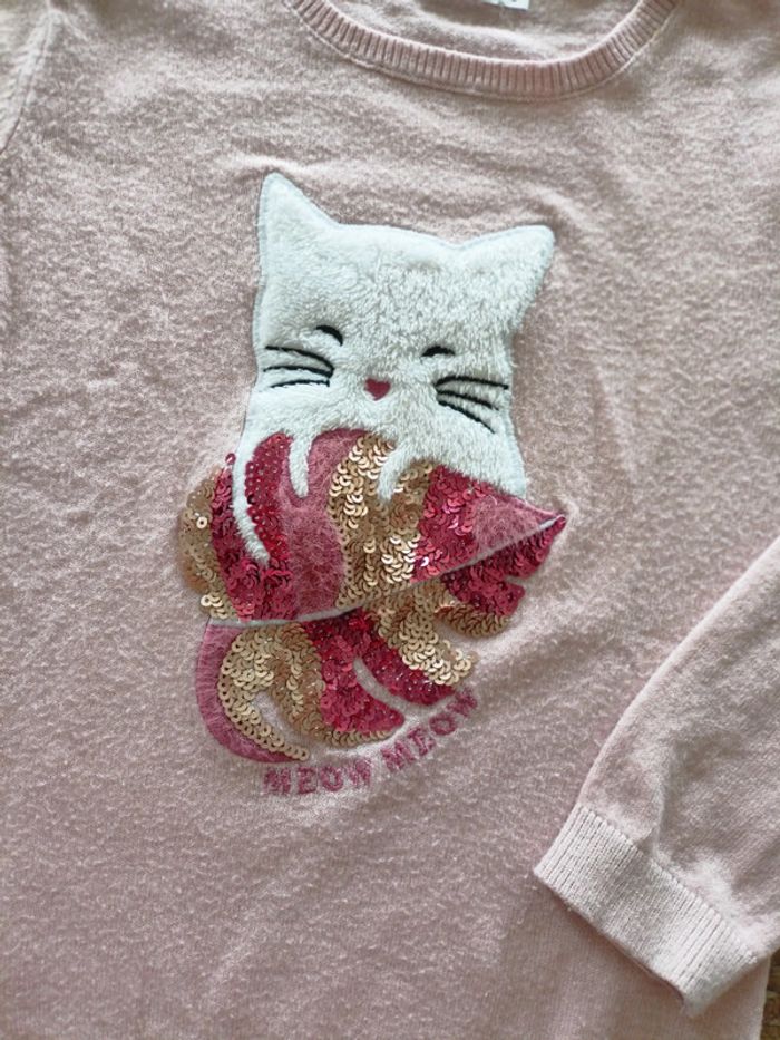 Pull fin rose chat 5 ans - photo numéro 2