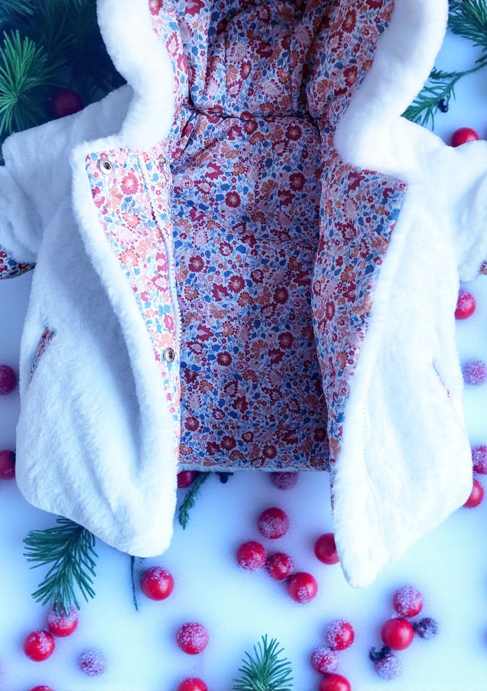 SERGENT MAJOR - NEW - MANTEAU A CAPUCHE RÉVERSIBLE BÉBÉ FILLE IMPRIMÉ LIBERTY 6M - photo numéro 9