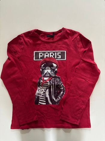 TEE shirt manches longues rouge bulldog 10ans ikks