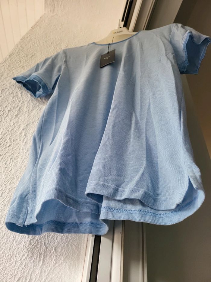 T-shirt bleu clair tissu polo L - photo numéro 6