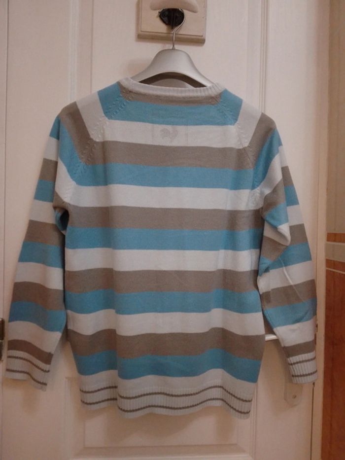 Pull à bandes bleues/grises T.14 ans - Le Coq Sportif - photo numéro 2