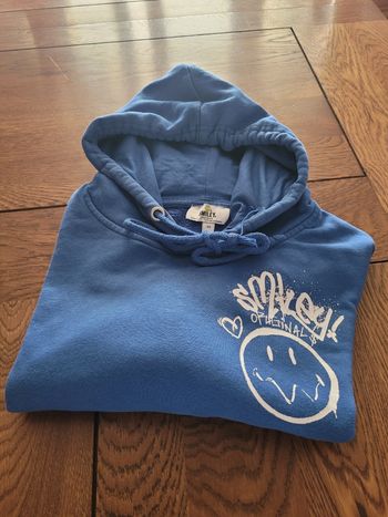 Sweat capuche bleu dur smileyXS