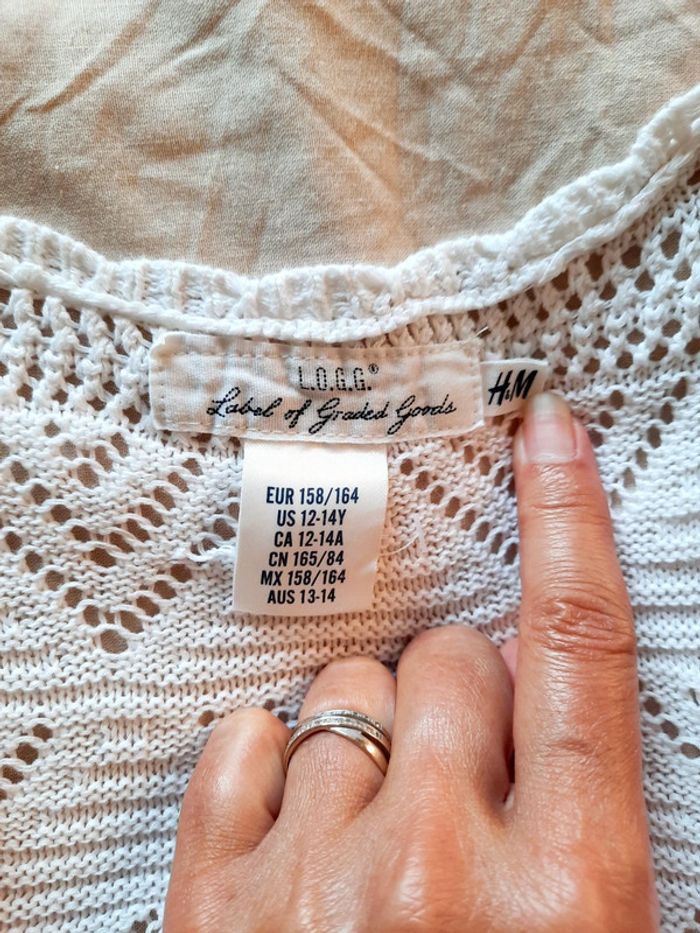 Gilet blanc fille sans manches style bohème H&M 14 ans #lora11hetm - photo numéro 2