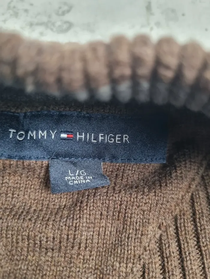 Pull zippé Tommy Hilfiger marron L Hommes (mesures en photos) - photo numéro 7