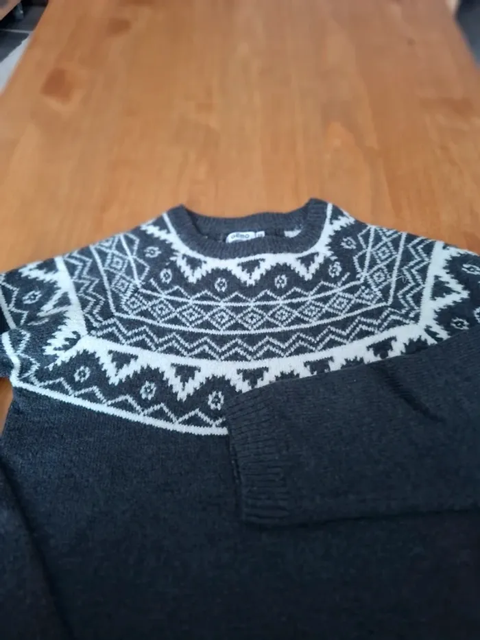Robe pull gris et blanc Gémo 10 ans - photo numéro 3