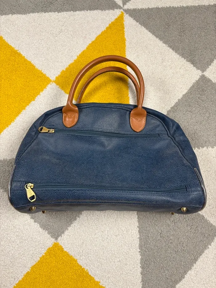 Sac à mains vintage Jump | Bleu marine et marron | Taille 35 X 24 cm - photo numéro 2