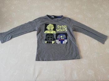 Tee shirt gris manches longues fluorescent 5 ans Star Wars