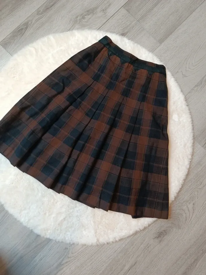 Jupe vintage plissée à carreaux en laine – Jobis – Taille 36