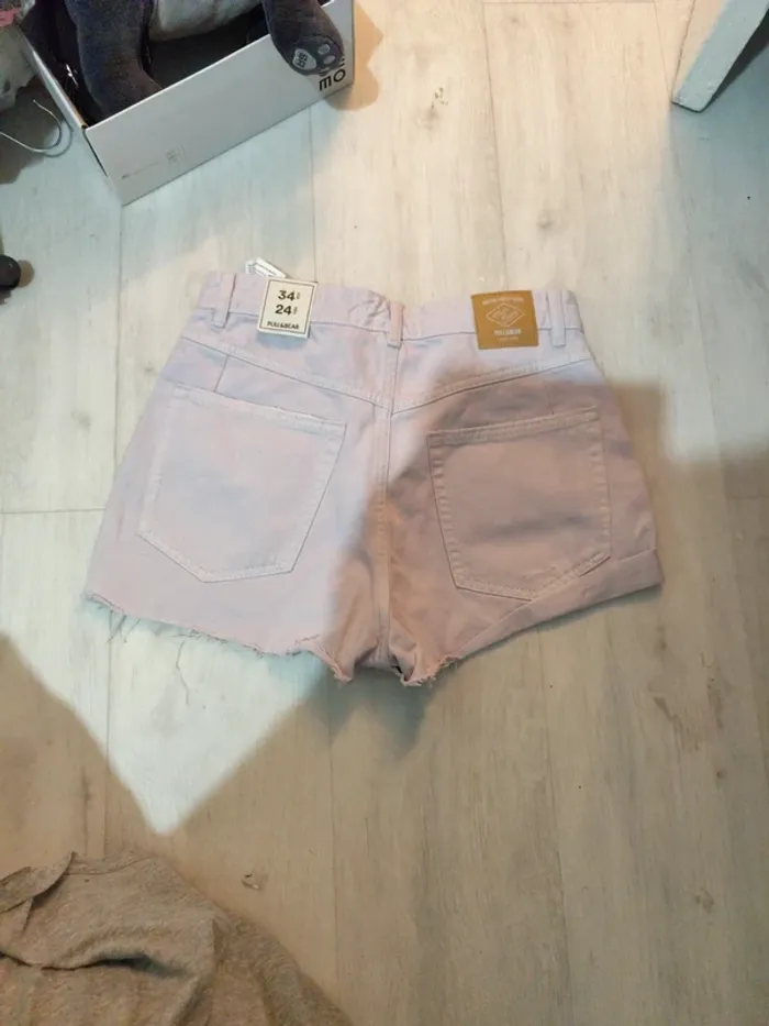 Mini short en jean mauve pastel 34 us neuf - photo numéro 4