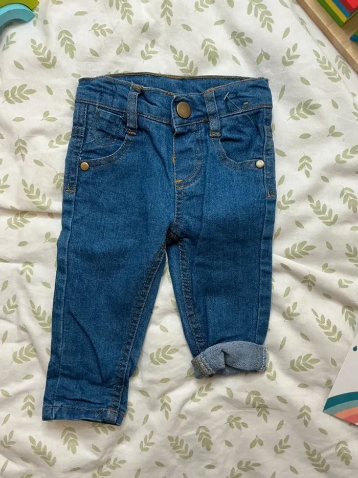 jean slim bleu taille réglable 3 mois miss cutie - photo numéro 3