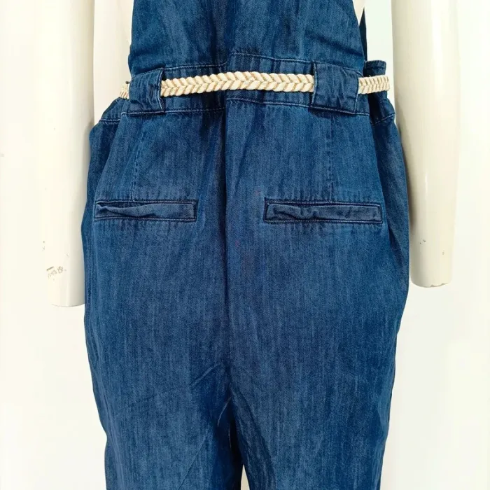 Salopette en jean bleu sans manches - ceinture corde - dos nu Taille M/L A396 - photo numéro 14