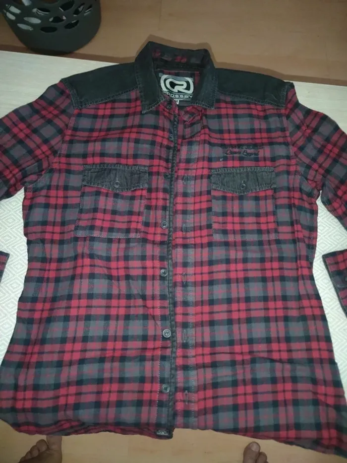 Chemise à carreaux gris et noir Crossby taille M - photo numéro 3