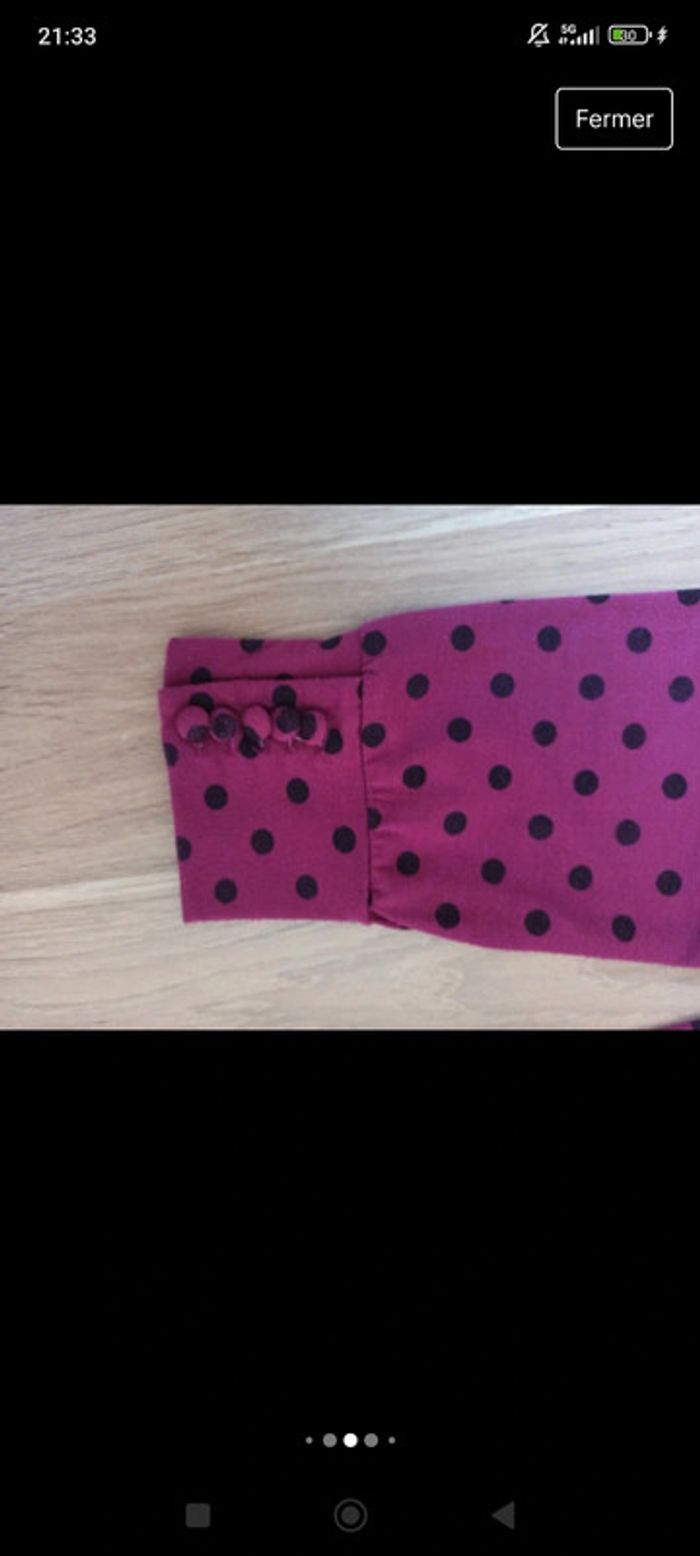 2 col roulé à pois un fushia violet marèse /un gris Lisa rose 10 ans - photo numéro 6