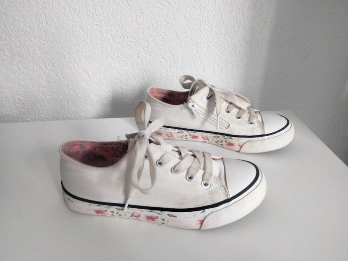 Baskets blanches tissus - lovely skulls - 33