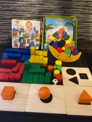 Lot 3 jouets en bois de formes et couleurs dès 12 mois