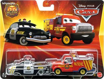2 voitures cars Disney pixar cars radiator springs race & rescue sheriff and adam roadriguez