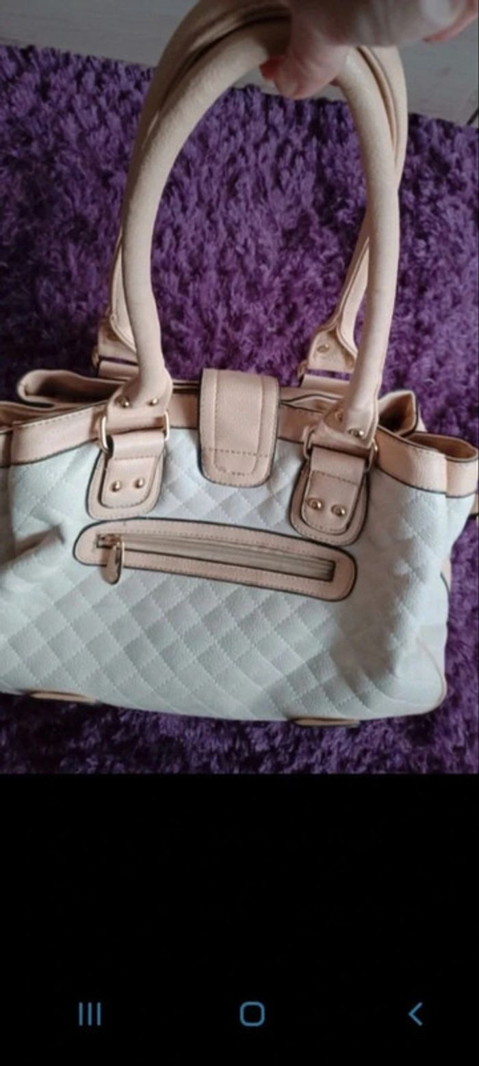 Sac à main 👜 blanc beige grande contenance - photo numéro 3