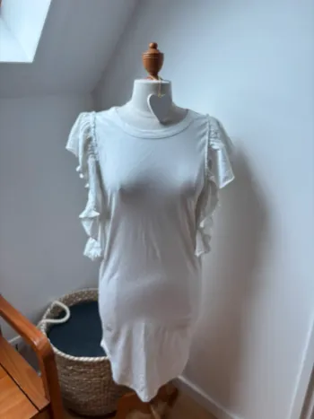 🤍 Robe Zadig & Voltaire blanche volants - décontractée & stylée - M