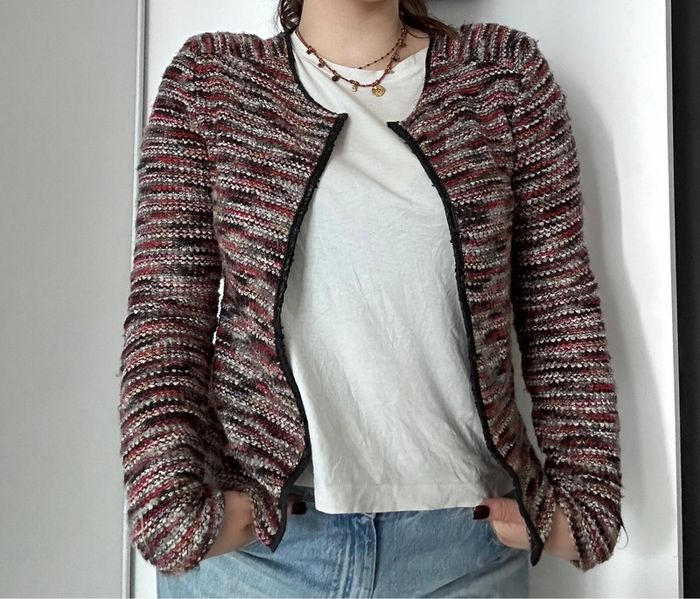 Veste texturée H&M – Taille M Coupe droite | Multicolore bordeaux/rose/gris |