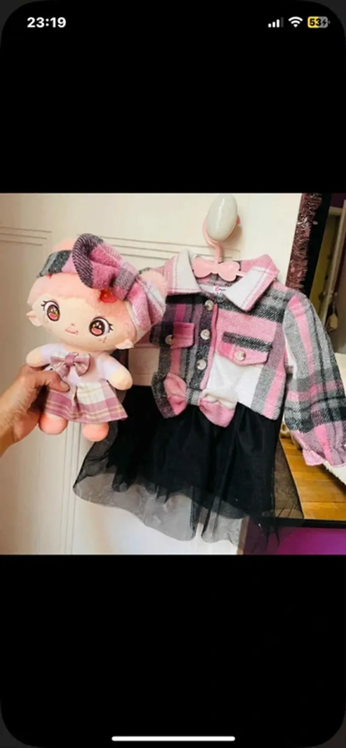 Robe+veste+bandeau noeud 3-6 mois