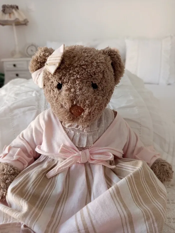 Ourson look vintage robe beige et rose Louise Mansen - photo numéro 10