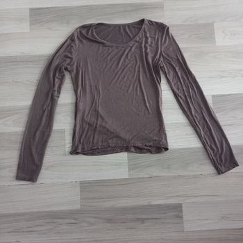 T-shirt femme à manches longues marron taille 38