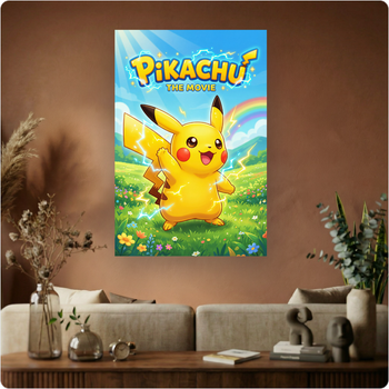 Affiche "Pikachu" poster Pokémon dessin animé enfant déco murale A3 Sans cadre
