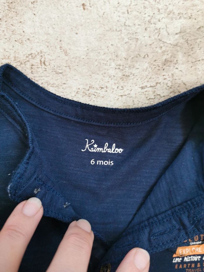 🌺Très joli Teeshirt manches longue bleu marine 6mois - photo numéro 4