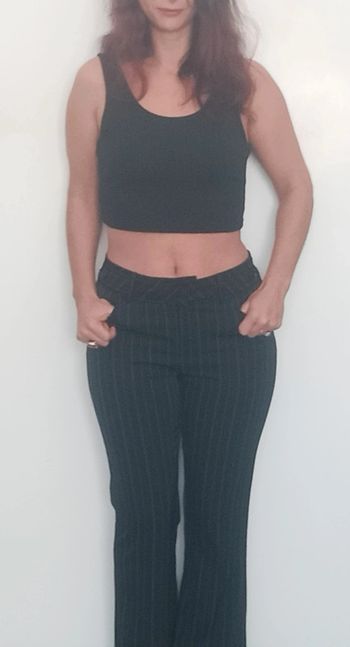 Pantalon noir chic rayé taille 40